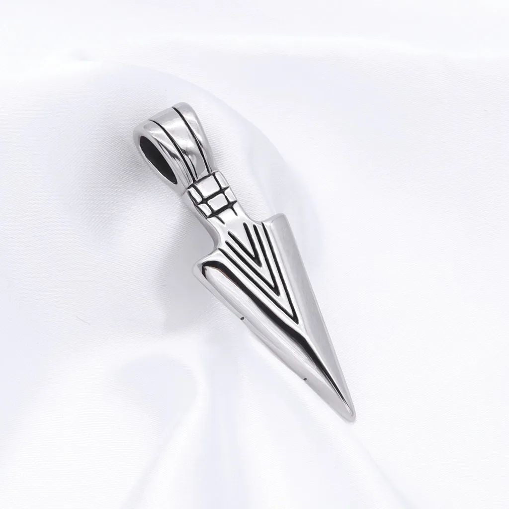 Stainless Steel Arrowhead Pendant - Silver