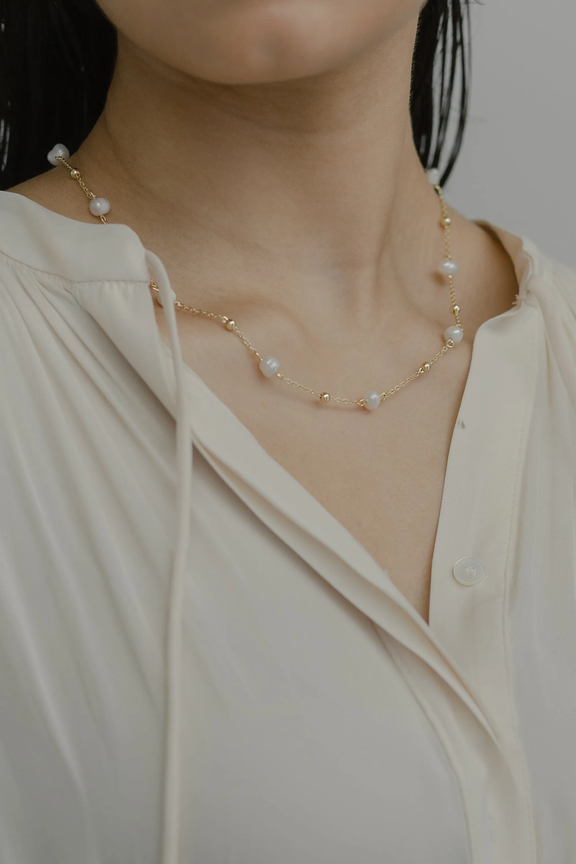 Stardust Satellite Pearl Necklace