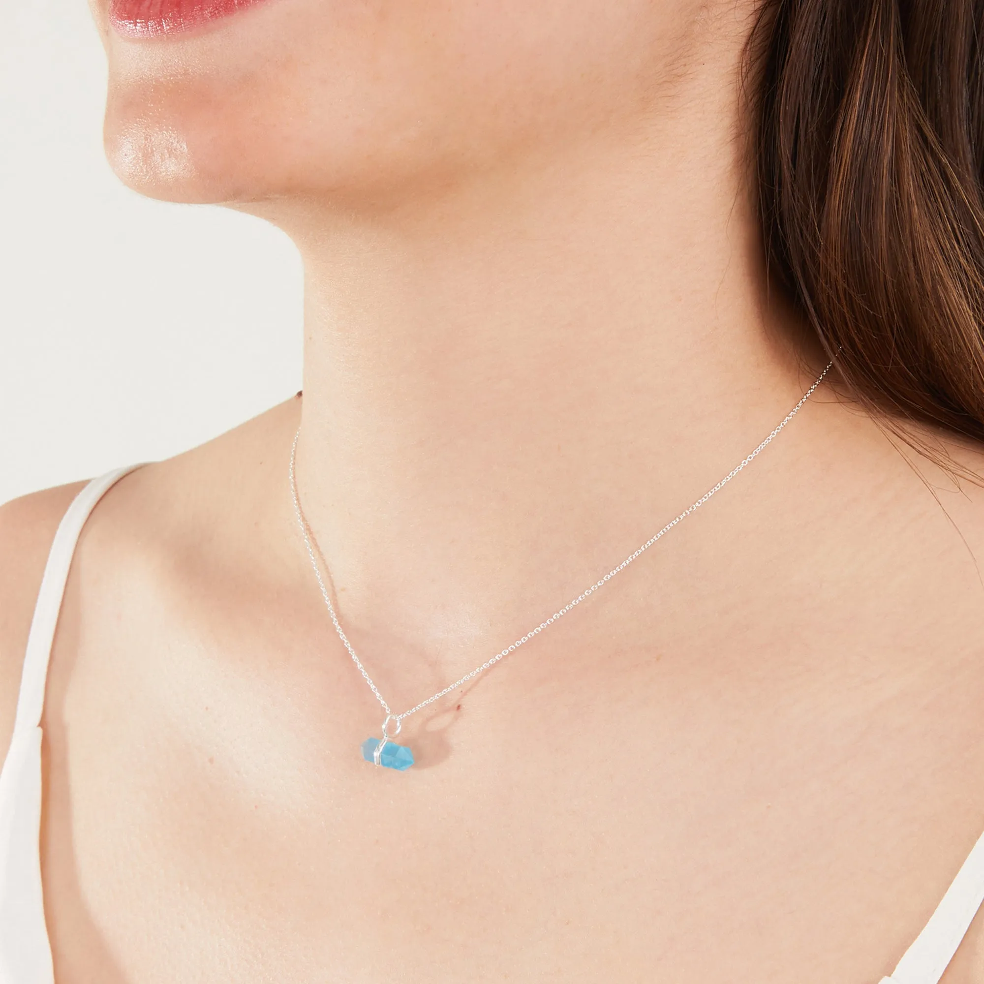 Sterling Silver Stone Pendant Necklace