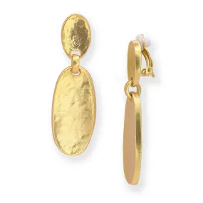 Textured oval drop clip-on Earrings