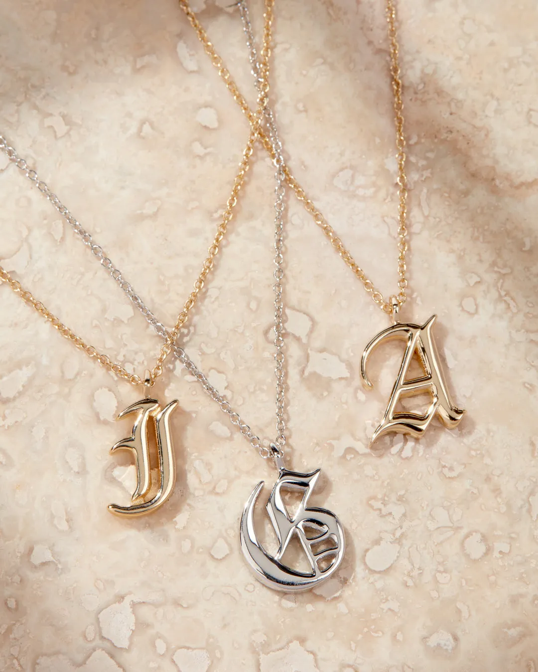 The Initial Charm Necklace [Old English]