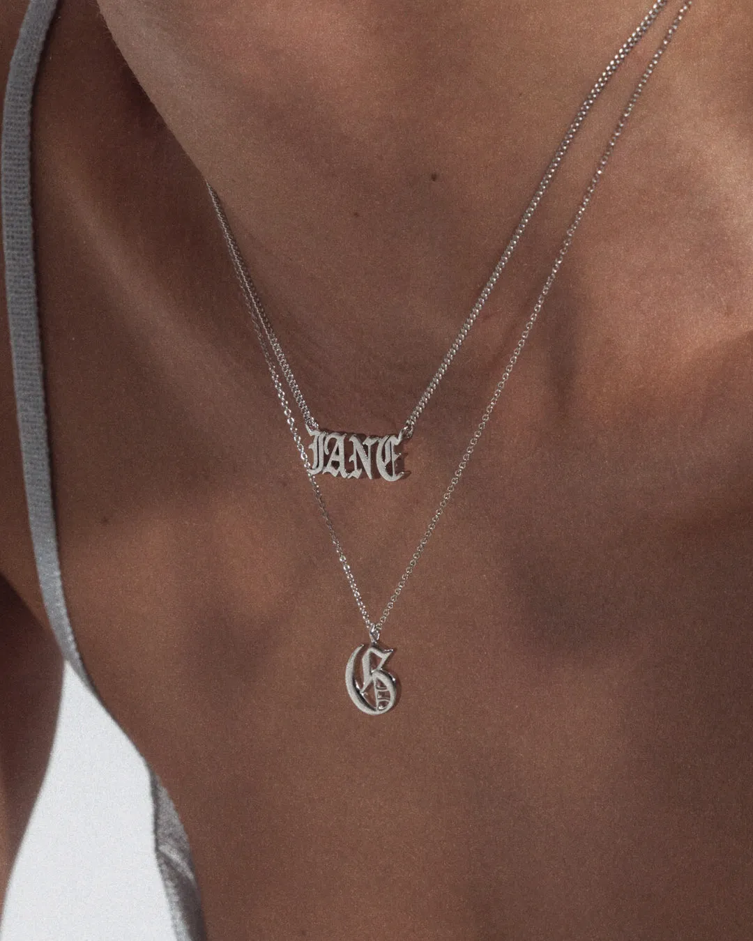 The Initial Charm Necklace [Old English]