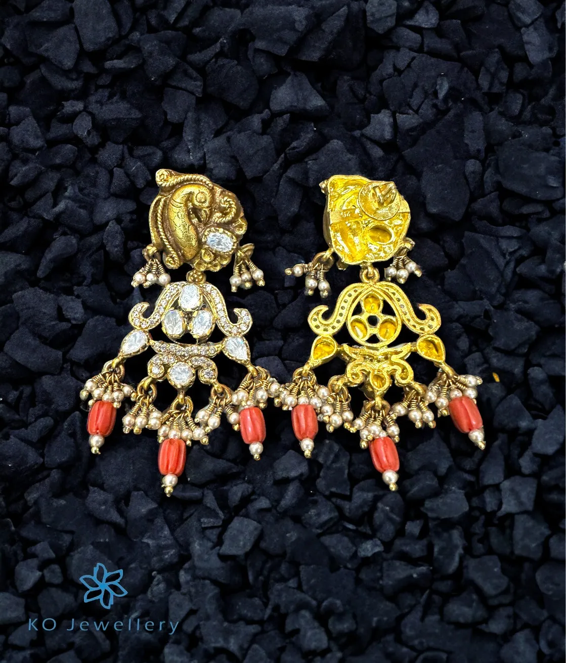 The Milan Silver Peacock Kundan Earrings