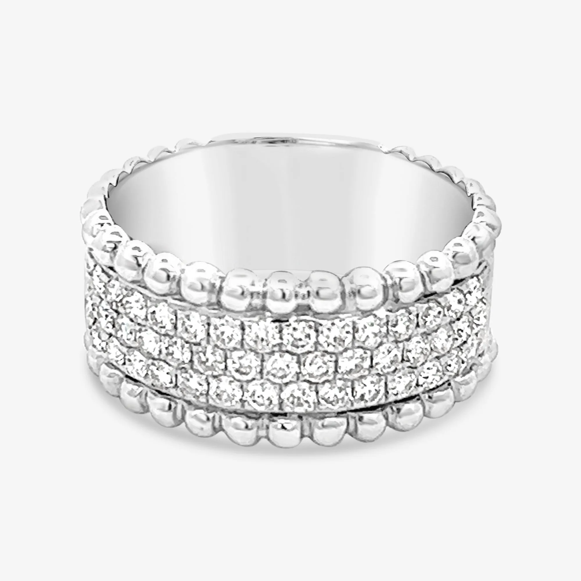 Triple Row Diamond Bead Ring