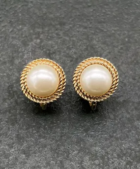 【USA輸入】 ヴィンテージ TRIFARI パール イヤリング/Vintage TRIFARI Pearl Clip On Earrings