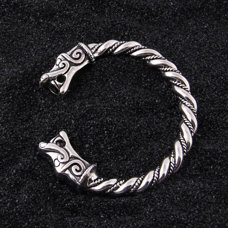 Viking Arm Ring Silver Dragon Bracelet