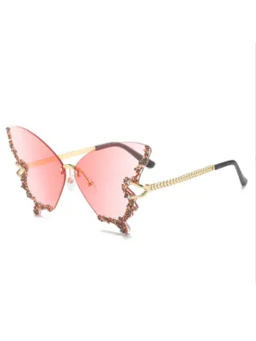 Vintage Gradient Butterfly Rhinestone Sunglasses