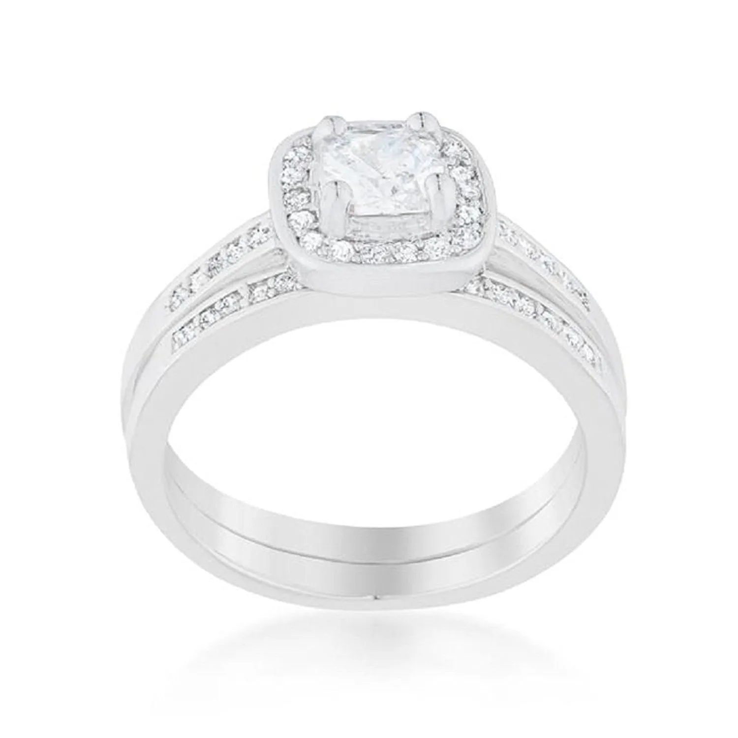 WildKlass Pave Cushion Wedding Ring Set