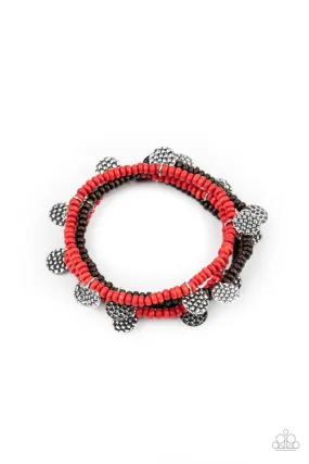 WOODnt Count It - Red Brown Paparazzi Bracelet