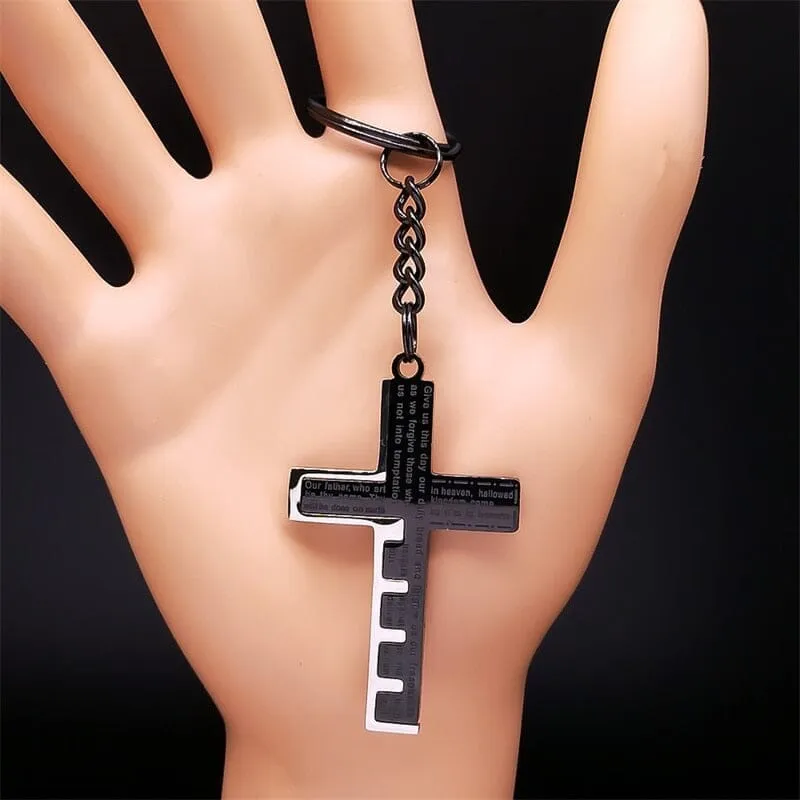 WWJD Cross Christian Prayer Necklace - ( Stainless Steel Gold )