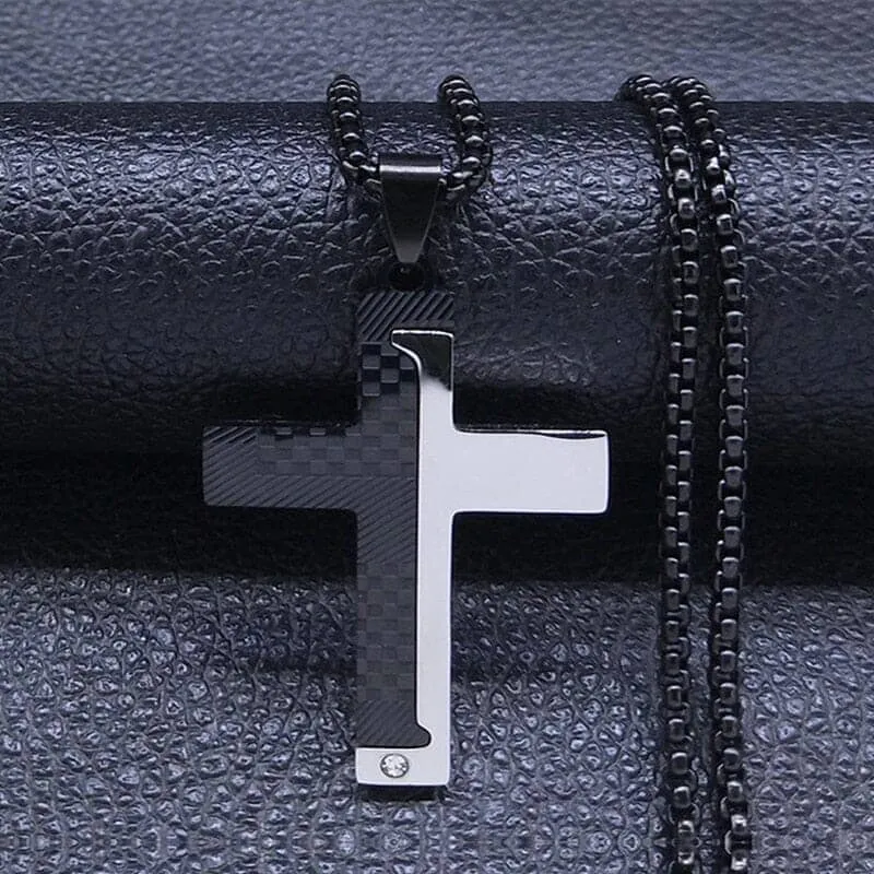 WWJD Cross Christian Prayer Necklace - ( Stainless Steel Gold )