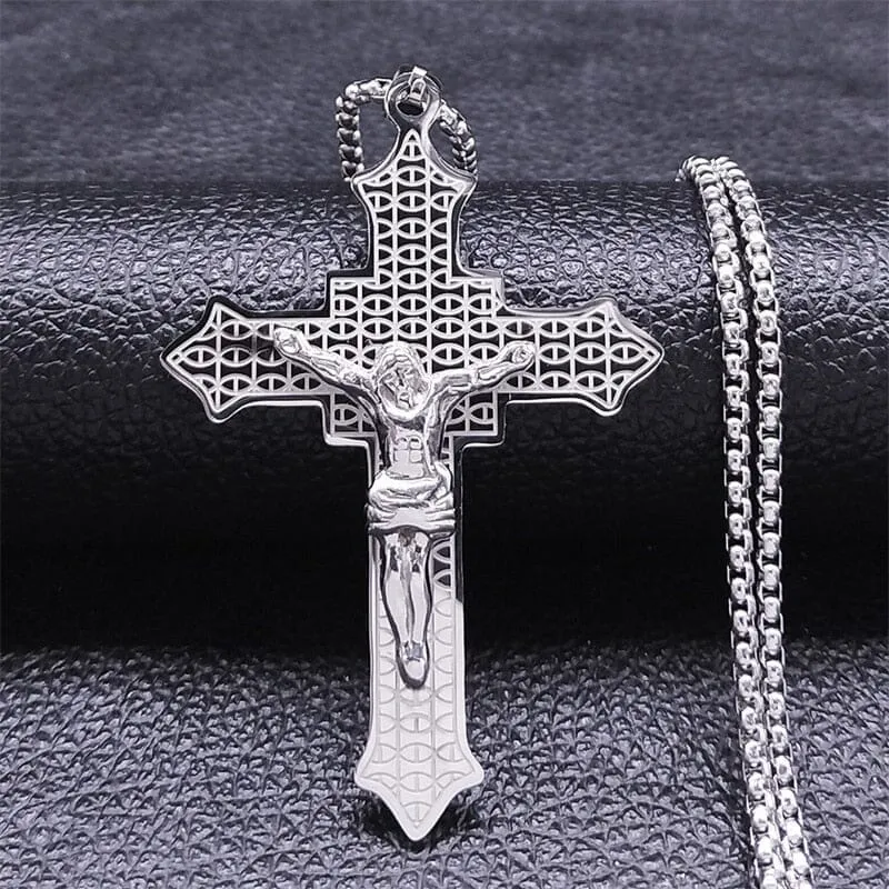 WWJD Cross Christian Prayer Necklace - ( Stainless Steel Gold )