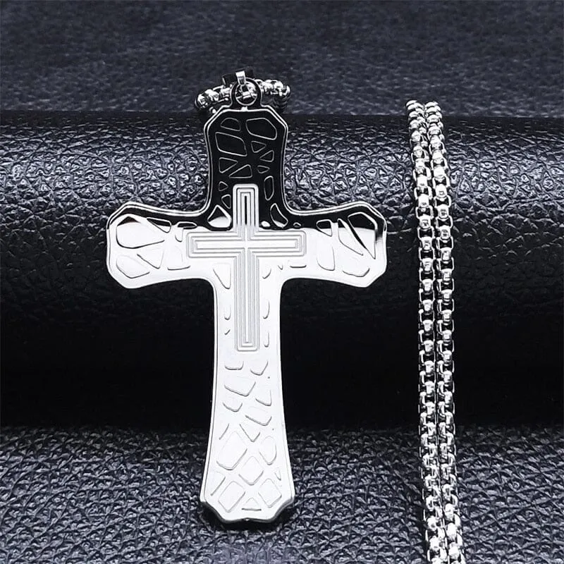 WWJD Cross Christian Prayer Necklace - ( Stainless Steel Gold )