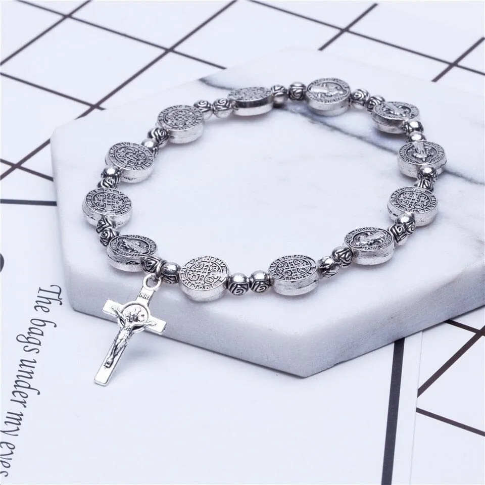 WWJD Rosary Jesus Cross Bracelet