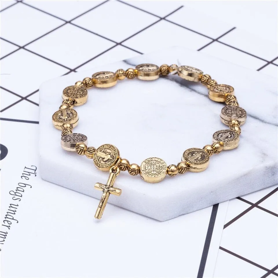 WWJD Rosary Jesus Cross Bracelet